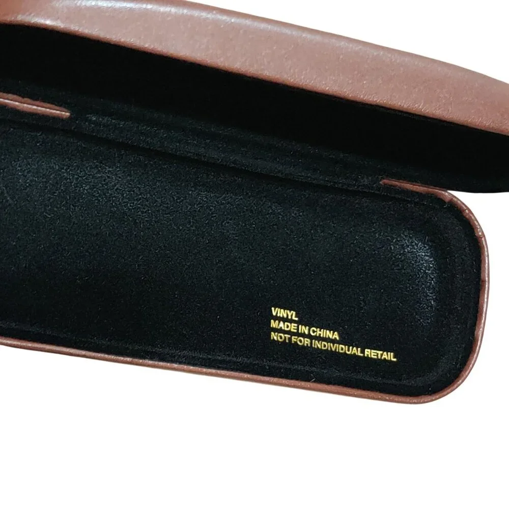 Brown Eyeglass Case Structured Clamshell Hard Shell Glasses Protective Storage